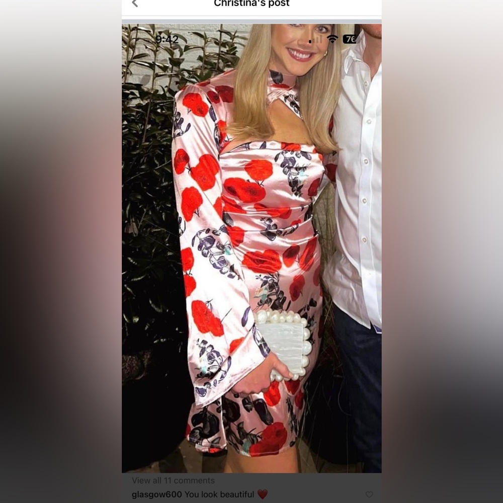 Red floral dress
